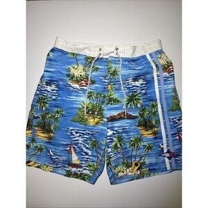 XL Tommy Hilfiger Vintage Mens Swimming Shorts Beach Waves All Over Print Y2K